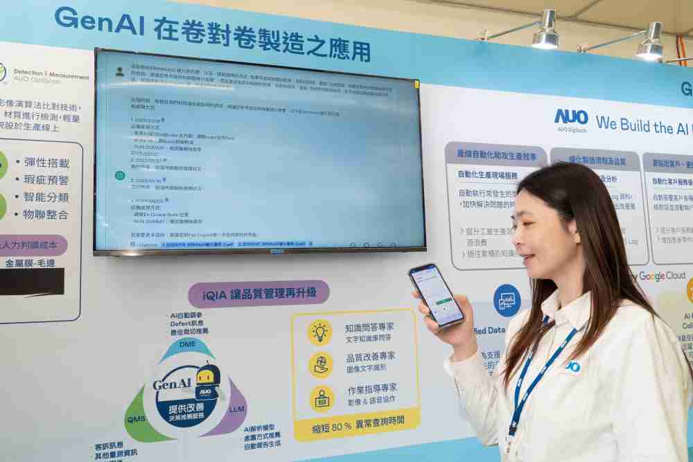 云顶国际8588yd数位积极发展数智化转型，，透过AI落地应用优化制造流程，，革新人力、、、生产效率与设备维护效益，，图为〝智能质量推升助手-iQIA〞（Intelligent quality improve assistant）应用情境，，协助质量管理再升级。。。